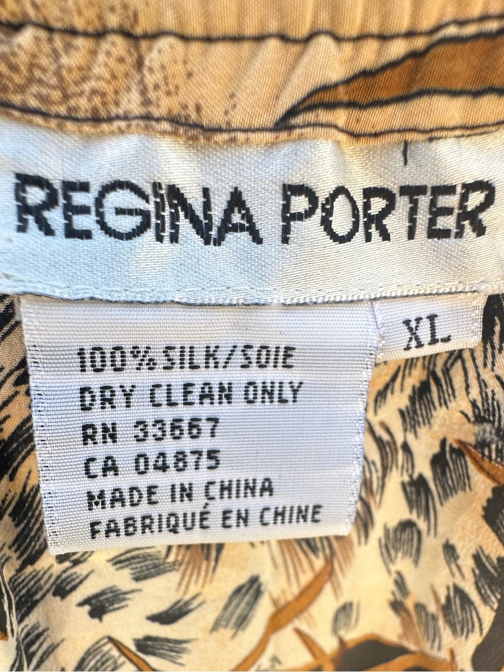 Regina Porter 100% Silk Skirt Safari Print Animal Print BOHO Luxe Vintage Nature - Picture 3 of 11